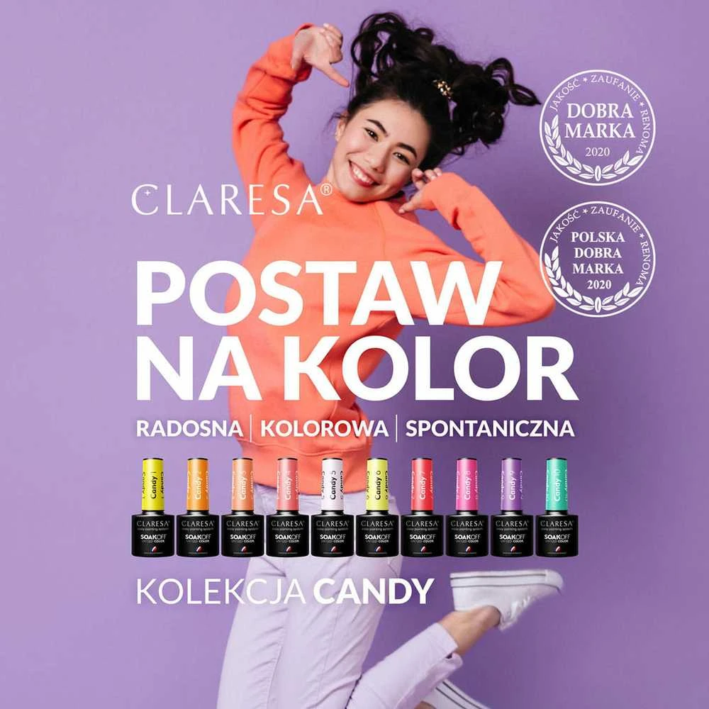 Claresa Soak Off UV/LED ilgalaikis hibridinis nagų lakas 5g., Spalva: Candy 4 rožinė