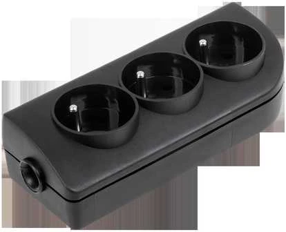 Elgotech Oem Prailginimo lizdas x 3 su įžeminimu juodas GN-30-2