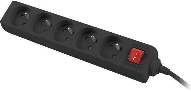 LANBERG PS1-05E-0150-BK 1.5M Juodas LANTERGE CURVE 5X 230V PL su grandinės pertraukikliu, pilnai varinis
