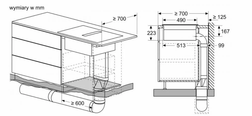 Kaitlentė su integruotu gartraukiu Bosch PVS611B16E  60cm.