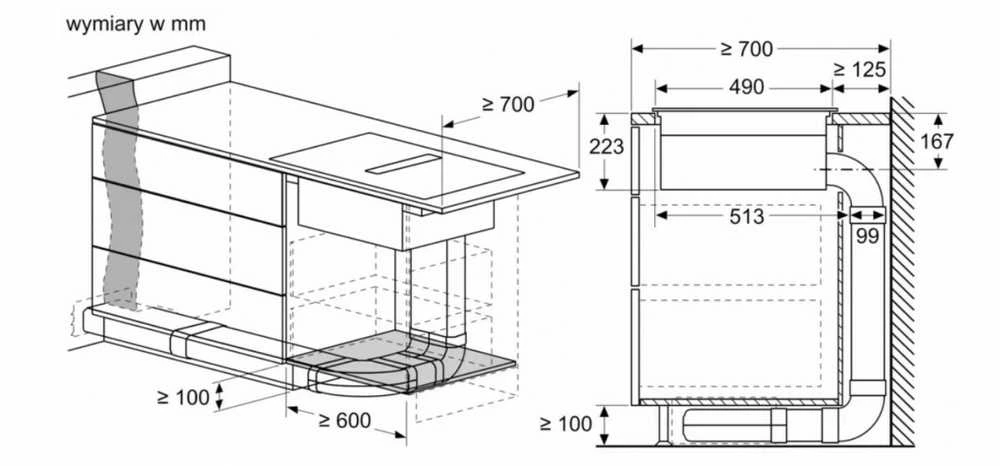 Kaitlentė su integruotu gartraukiu Bosch PVS611B16E  60cm.