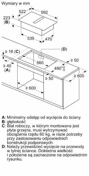 Kaitlentė su integruotu gartraukiu Bosch PVS611B16E  60cm.