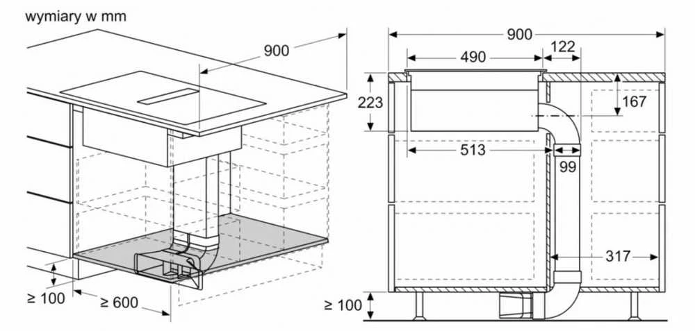 Kaitlentė su integruotu gartraukiu Bosch PVS611B16E  60cm.