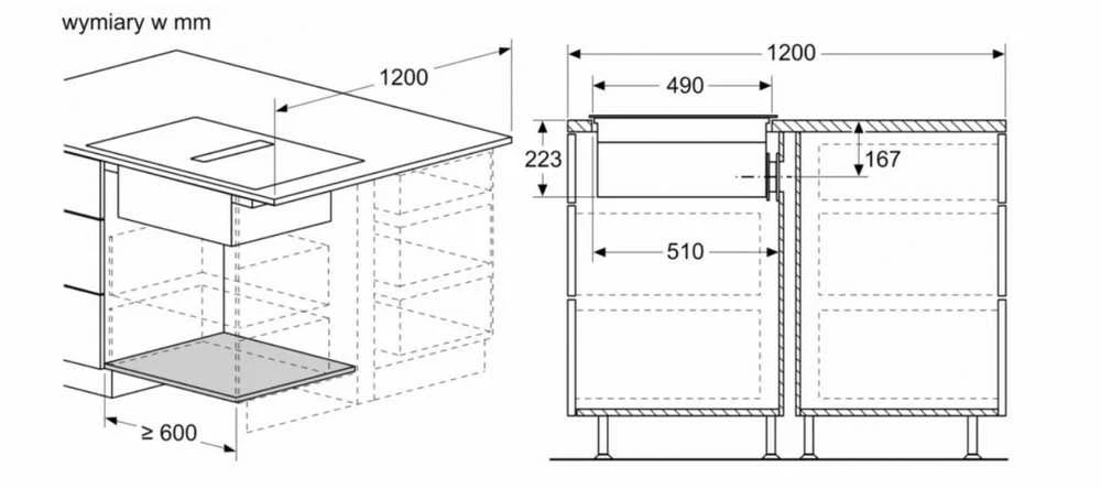 Kaitlentė su integruotu gartraukiu Bosch PVS611B16E  60cm.