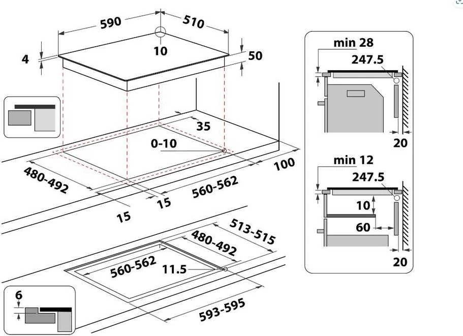 Kaitlentė Whirlpool WL B3360 NE Juodas Built-in 59 cm Zone induction hob 4 zone(s)