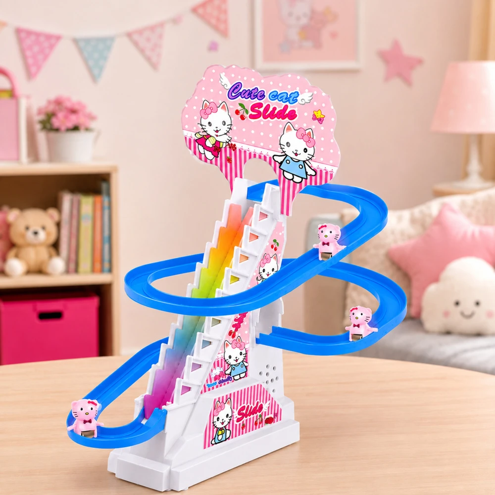 Lean Toys Interaktyvi kačiukų trasa su judančiais laiptais ir šviesos bei garso efektais