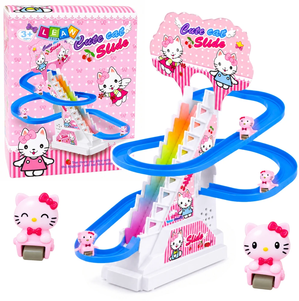 Lean Toys Interaktyvi kačiukų trasa su judančiais laiptais ir šviesos bei garso efektais