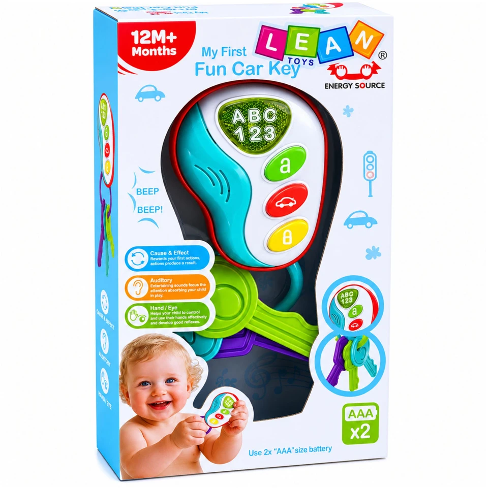 Lean Toys Interaktyvūs automobilio rakteliai su šviesomis ir garsais, 8,5 × 6 × 3 cm