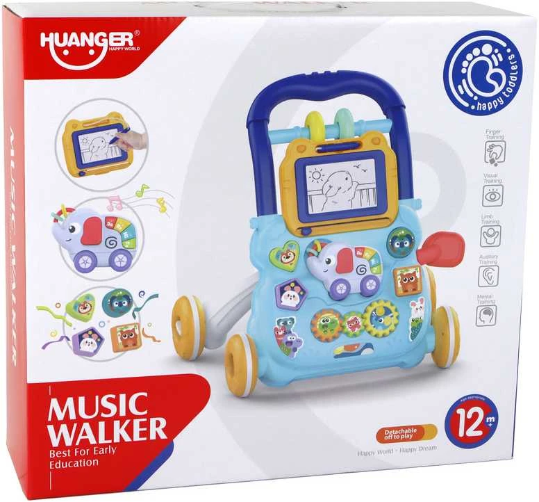 Lean Toys Muzikinis Stumdukas - Vaikštukas Su Piešimo lenta - Mėlynas