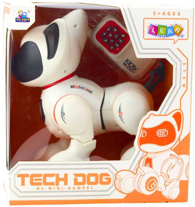 Lean Toys Interaktyvus robotas-šuo su nuotoliniu valdymu, baltas ir oranžinis