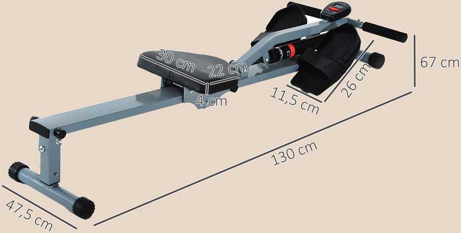 HOMCOM irklavimo treniruoklis su LCD ekranu, plienas+PVC, pilkas, 130x47,5x67cm