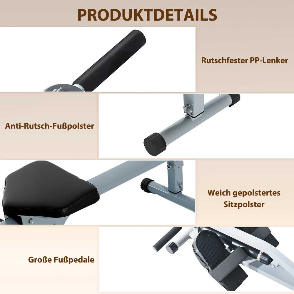 HOMCOM irklavimo treniruoklis su LCD ekranu, plienas+PVC, pilkas, 130x47,5x67cm