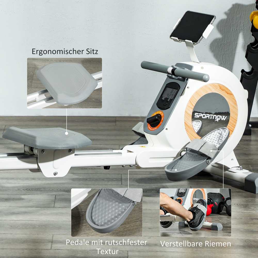 SPORTNOW irklavimo treniruoklis namams, magnetinis, 16 pasipriešinimo lygių, LCD ekranas, su telefono/planšetės laikikliu, kardio treniruotėms, iki 150 kg apkrova
