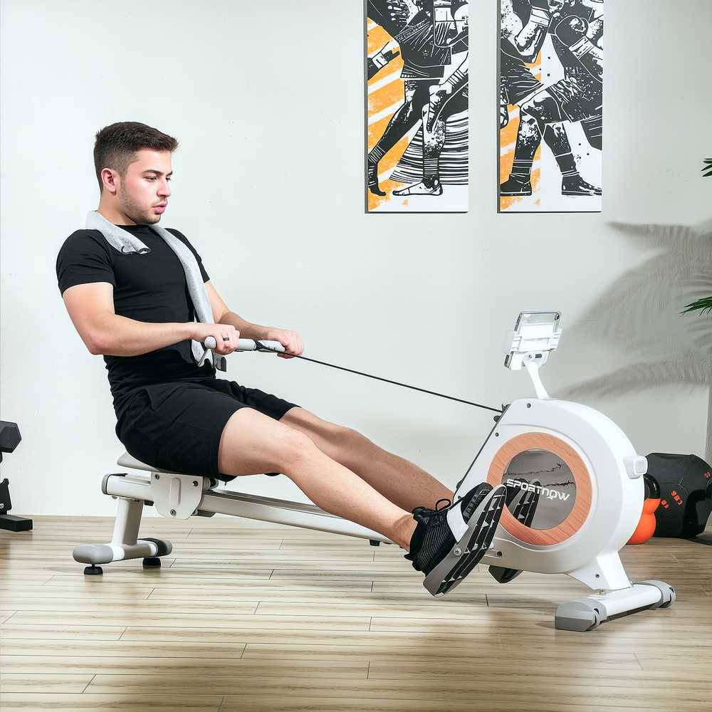 SPORTNOW irklavimo treniruoklis namams, magnetinis, 16 pasipriešinimo lygių, LCD ekranas, su telefono/planšetės laikikliu, kardio treniruotėms, iki 150 kg apkrova