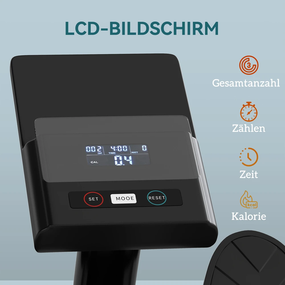 Irklavimo treniruoklis su 12 hidraulinio pasipriešinimo lygių ir LCD ekranu, juodas, 138 × 62 × 50 cm
