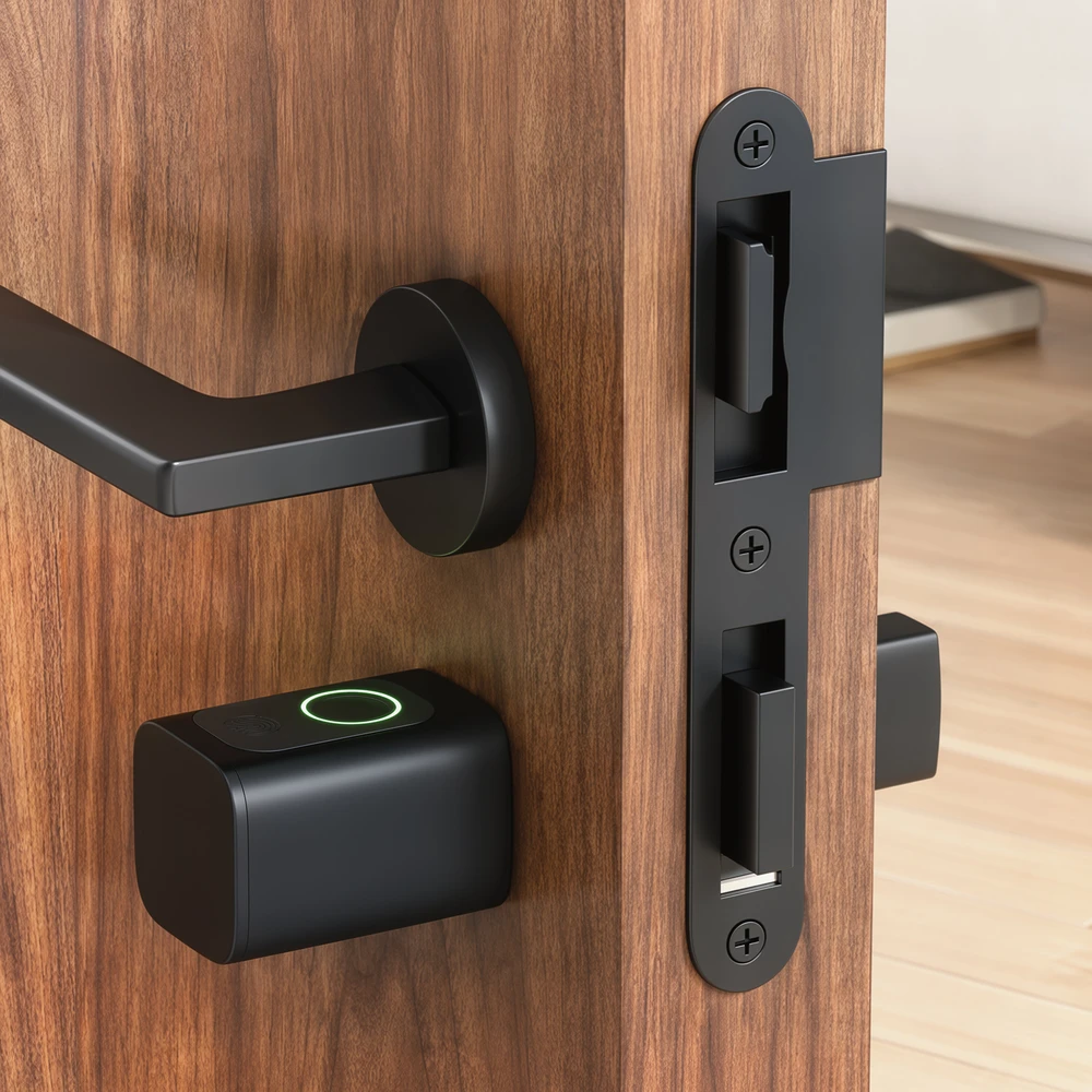 Išmanusis durų cilindras su pirštų atspaudų skaitytuvu ir Bluetooth, juodas / sidabrinis, 4,2 × 4,2 × 16 cm