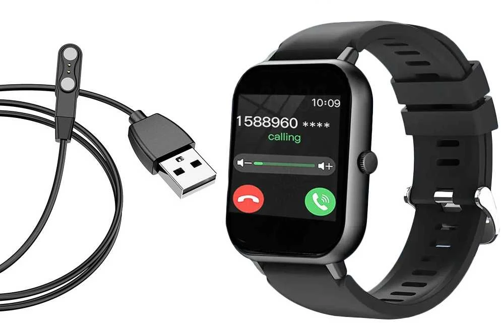 Išmanusis laikrodis su guminiu dirželiu, Bluetooth, juodas