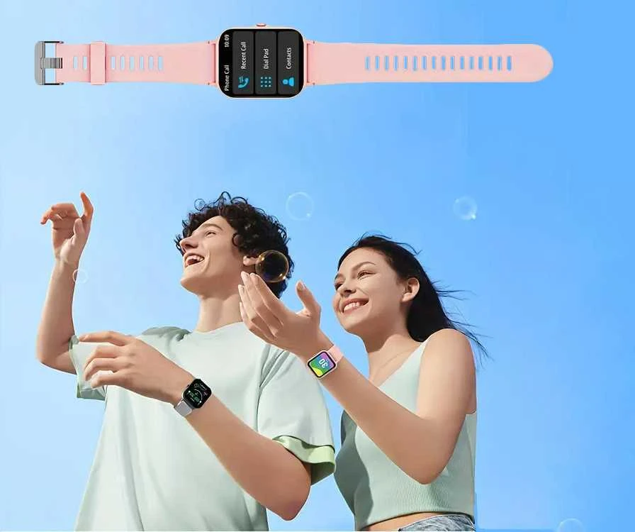 Išmanusis laikrodis su guminiu dirželiu, Bluetooth, juodas