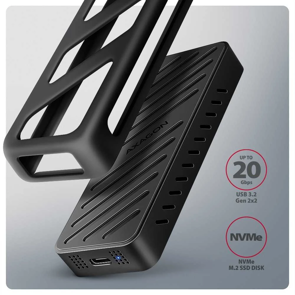 AXAGON USB-C 20Gbps - M.2 NVMe SSD Šarvuota dėžutė | EEM2-20G