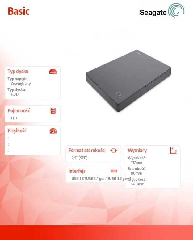 Išorinis kietasis diskas Seagate Basic HDD 1TB