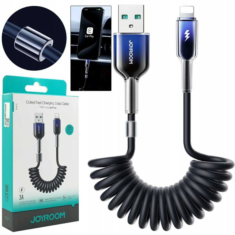 Kabelis USB-A Lightning Joyroom S-A43 1.5m juodos spalvos