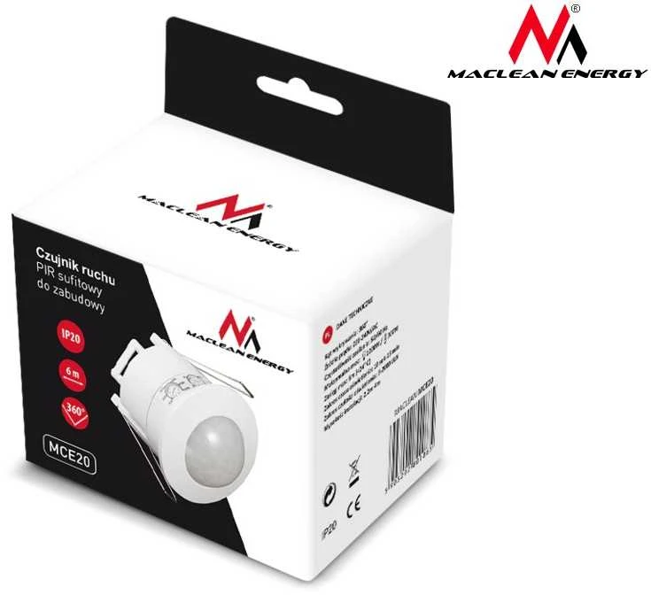 MACLEAN MCE20 Maclean MCE20 lubų 360 kampo 6 m nuotolio PIR judesio detektorius