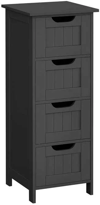 Songmics VASAGLE pagalbinė spintelė su 4 stalčiais 30 x 30 x 82 cm rašalo juodos spalvos