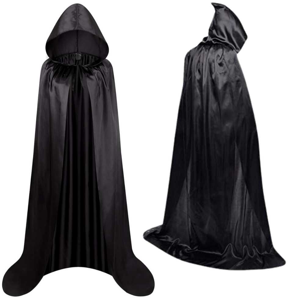Lean Toys Juodas Apsiaustas su Gobtuvu 150 cm