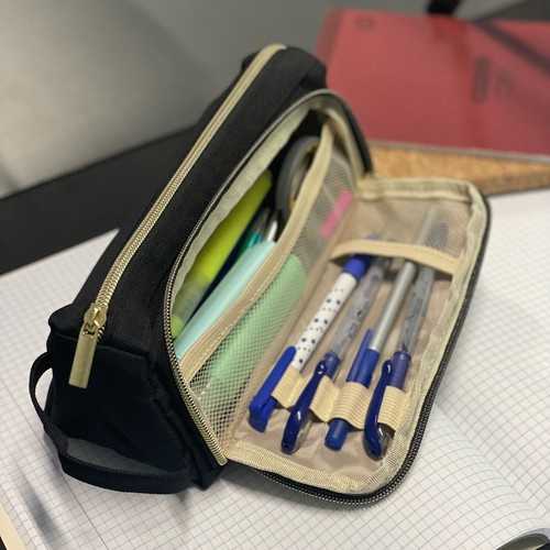 Double extendable pencil case - juodas Maaleo 24502