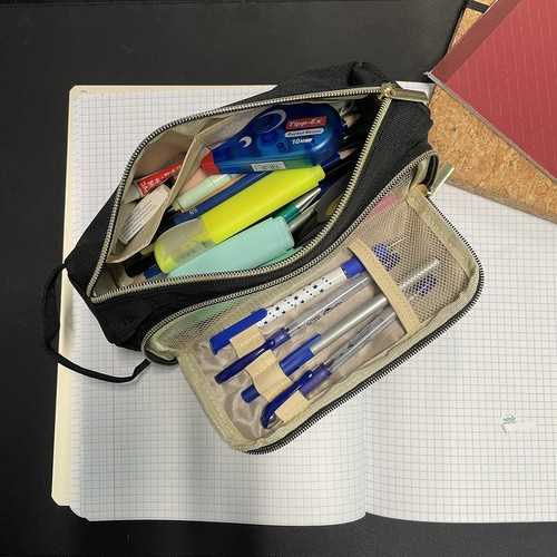 Double extendable pencil case - juodas Maaleo 24502