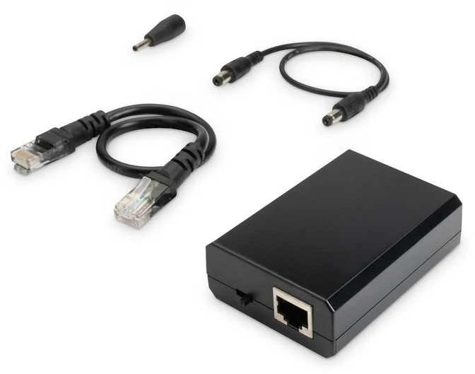 Šakotuvas Assmann Electronic DIGITUS Gigabit PoE+ Splitter 10 100 1000 Mbps 24W Įvestis: 802.3at PoE Išėjimas: 5V 2A 9V 2A 12V 2A plastikinis korpusas juodas