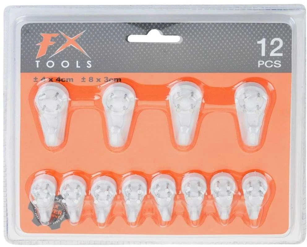 FX Tools Kabliukai betono fasadams 12 vnt. Balti