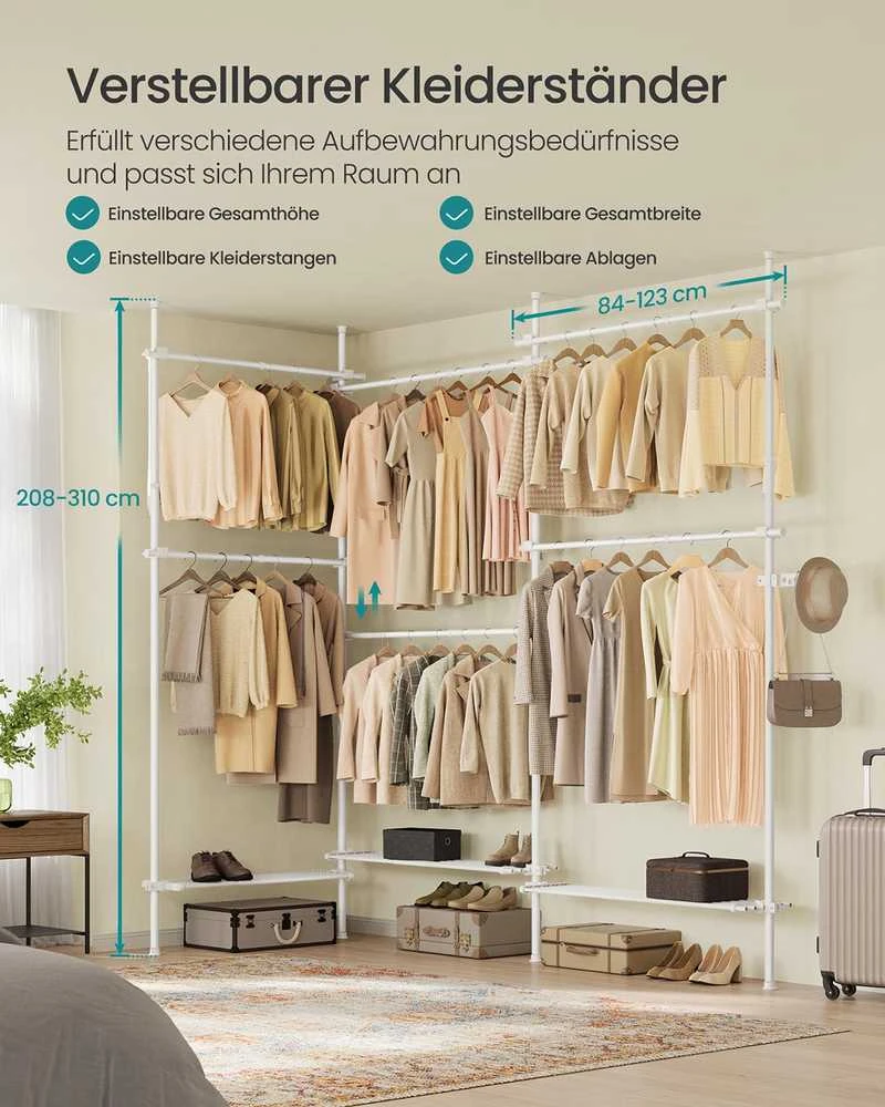 Songmics Kabykla 3 lygių reguliuojama 33,5x240-353x208-310 cm