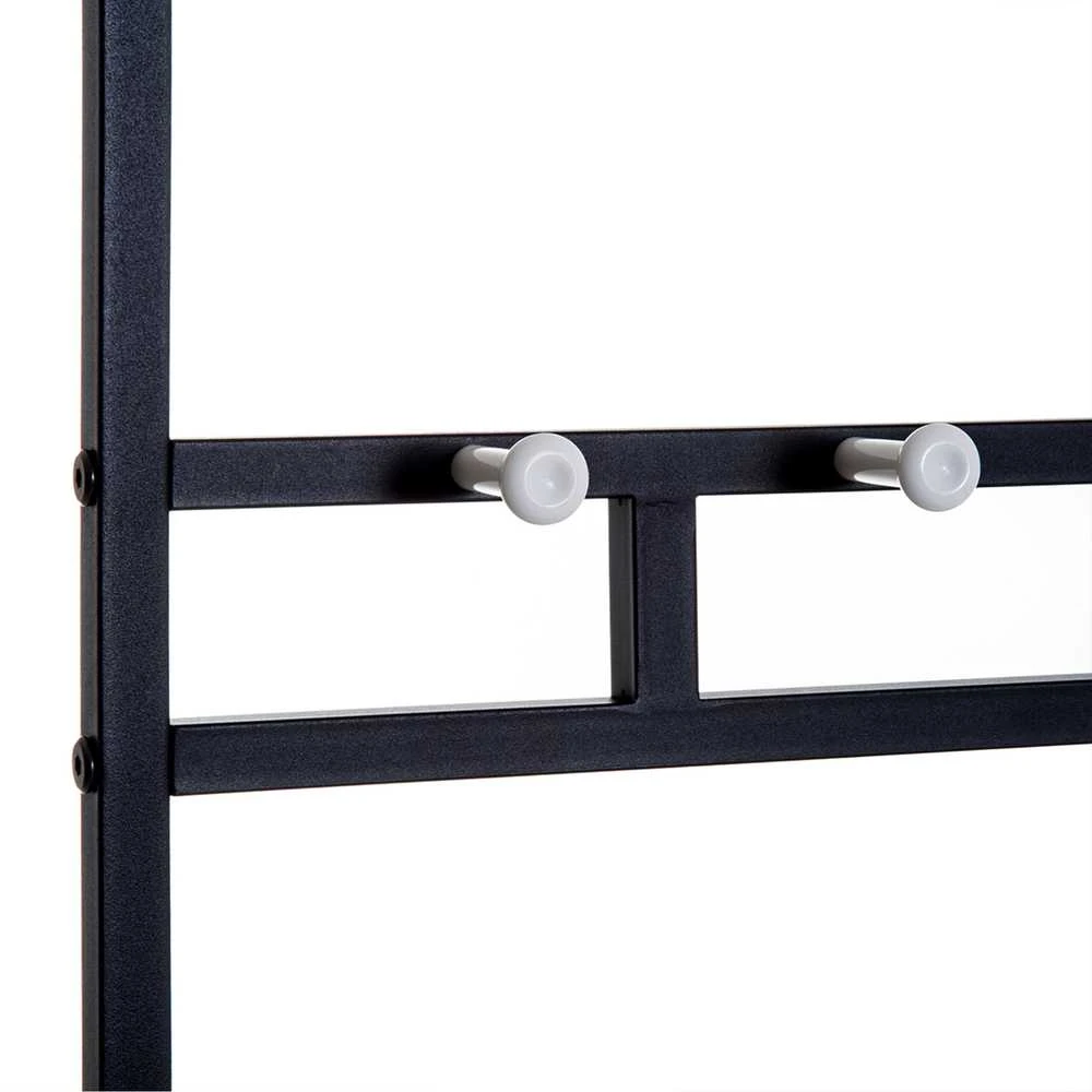 HOMCOM rūbų kabykla su suoliuku, drabužių kabykla ir batų lentyna, metalinė, 2 batų lentynos, sėdimoji vieta, 72,5x35x180 cm