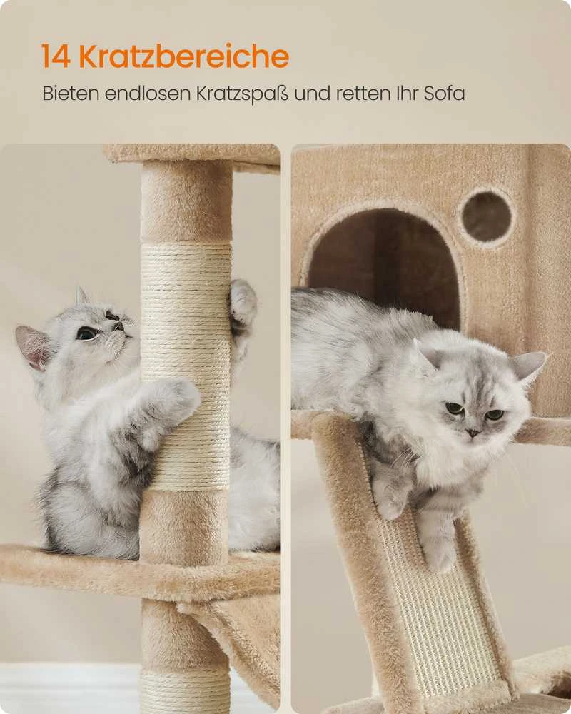 Songmics Feandrea Draskyklė didelė 206 cm aukščio daugiaaukštė kupranugario rudos spalvos