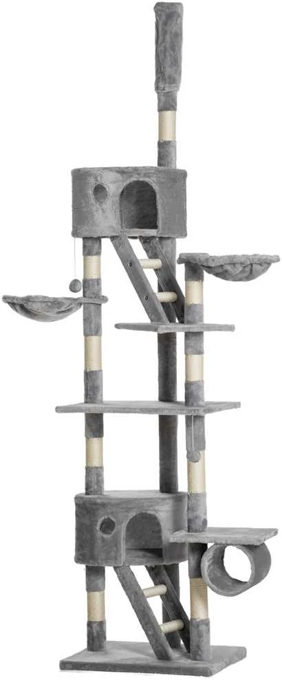 PawHut draskyklė katėms, aukšta, iki lubų, su sizaliu (šviesiai pilka), 60 x 45 x 240-260 cm