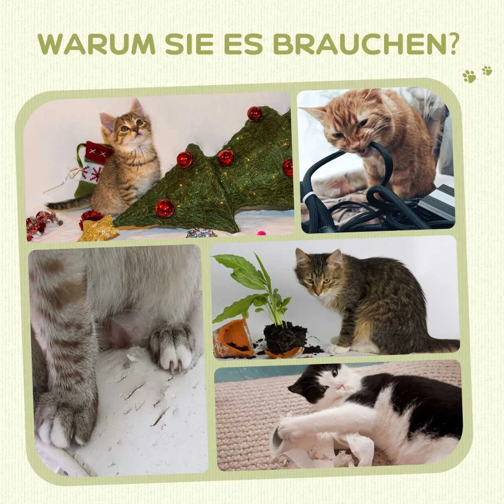 PawHut kampinis draskyklės stulpas 58 cm, draskyklė katėms su draskymo kamuoliuku, iš sizalio, kreminės baltos spalvos