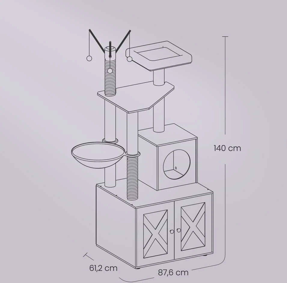 Songmics Kačių draskyklė su integruota tualeto spinta 140 cm