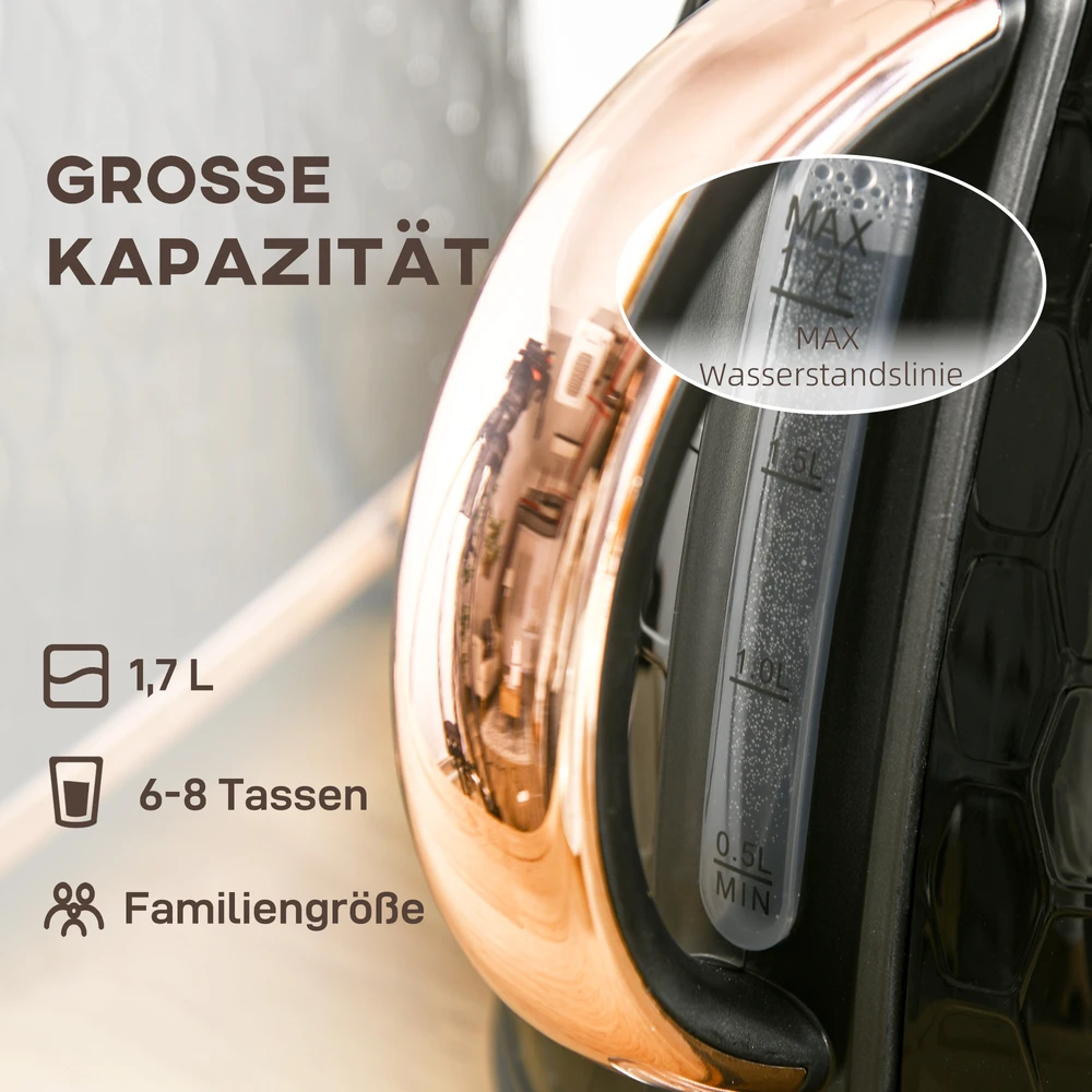 Kaitlentė HOMCOM virdalyklė, 2200W, stiklinis langelis, filtras, greitai verdantis, juoda