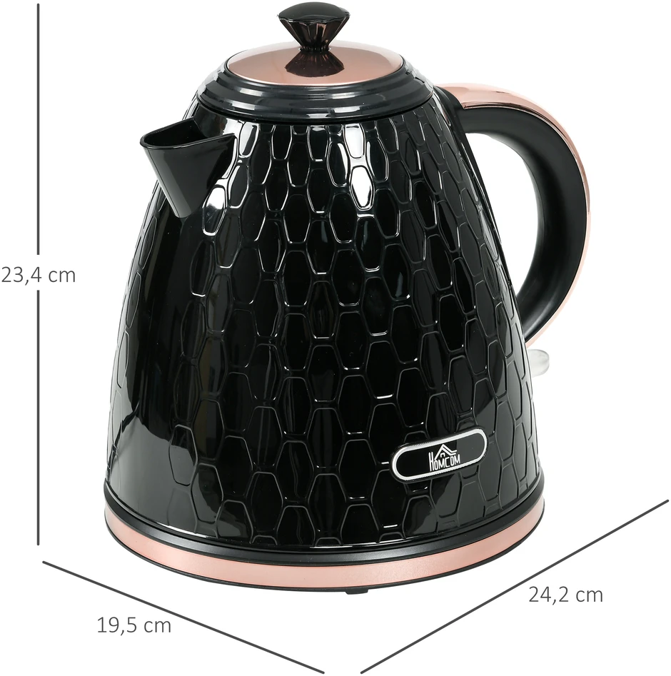 Kaitlentė HOMCOM virdalyklė, 2200W, stiklinis langelis, filtras, greitai verdantis, juoda