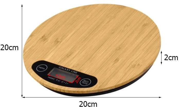 Virtuvinės svarstyklės Elektroninės bambukinės virtuvės svarstyklės su LCD ekranu 5kg