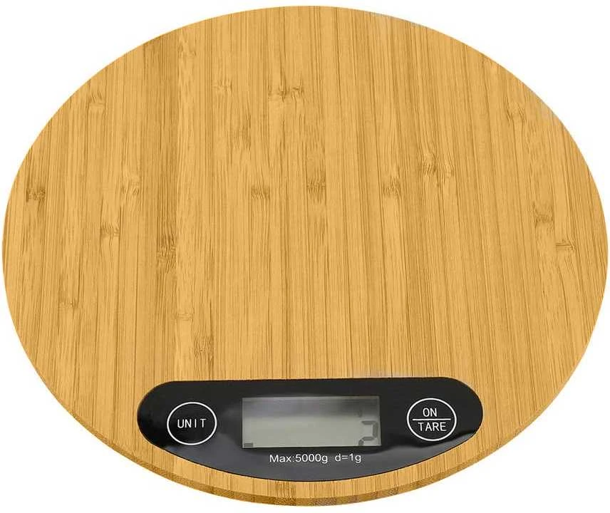 Virtuvinės svarstyklės Elektroninės bambukinės virtuvės svarstyklės su LCD ekranu 5kg