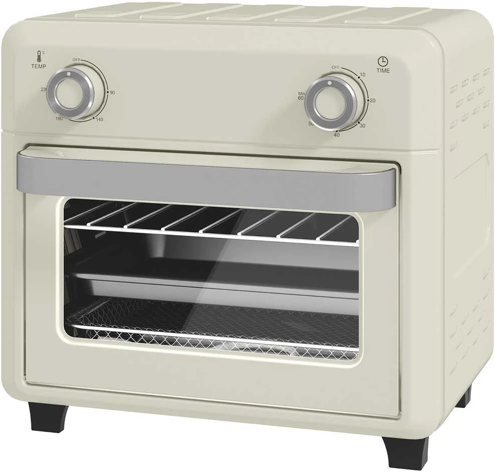 HOMCOM mini orkaitė su konvekcija 10 l, 2 viename mini orkaitė su grotelėmis, kepimo skarda ir padėklu trupiniams, 80–230 °C karšto oro gruzdintuvė su jutikliniu ekranu, laikmačiu, vidaus apšvietimu, 1000 W, nerūdijantis plienas