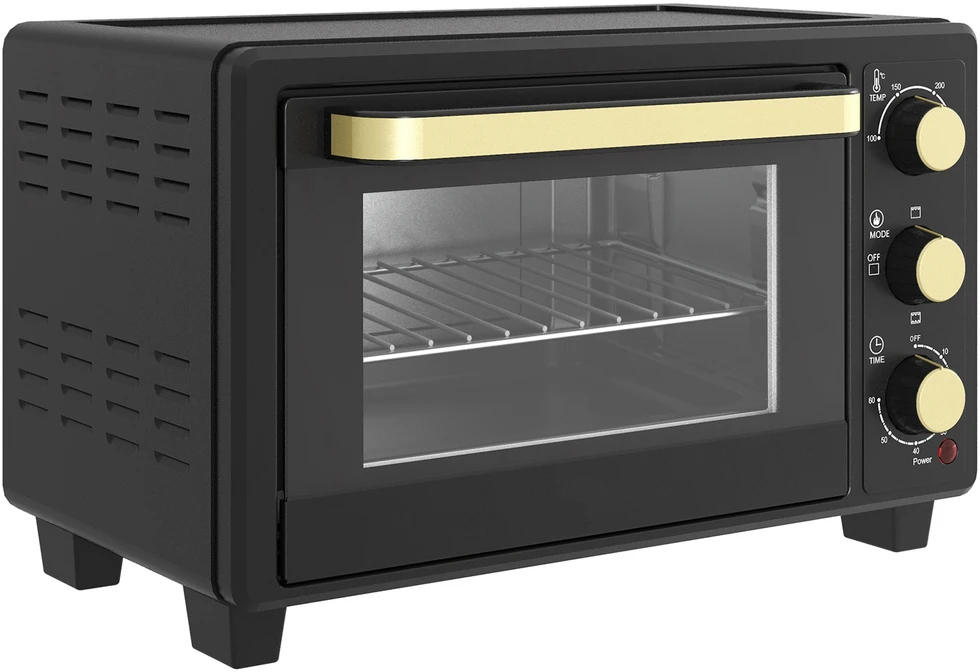 Kaitlentė "HOMCOM" mini orkaitė 16 L 1400 W Mini orkaitė 100-230 ℃ 60 min. laikmatis, su grilio grotelėmis ir kepimo skardomis, picų kepimo krosnelė su dėklo rankena, trupinių padėklas juodas