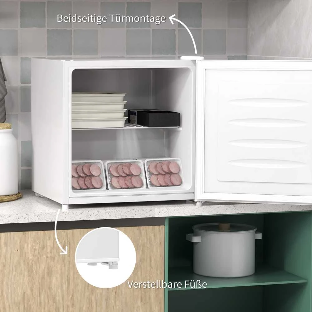 HOMCOM mini šaldiklis 35 L elektrinė laisvai pastatoma šaldymo dėžė 45 W mini šaldiklio kamera mini šaldytuvas -14 iki -24℃ 5 pakopų temperatūros reguliavimas 47 x 44,2 x 48,8 cm baltas