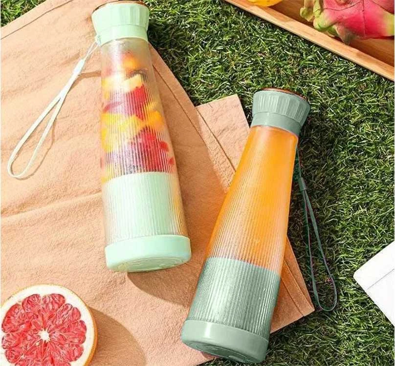 Nešiojamas trintuvas kokteiliams su USB jungtimi, 400 ml, žalias