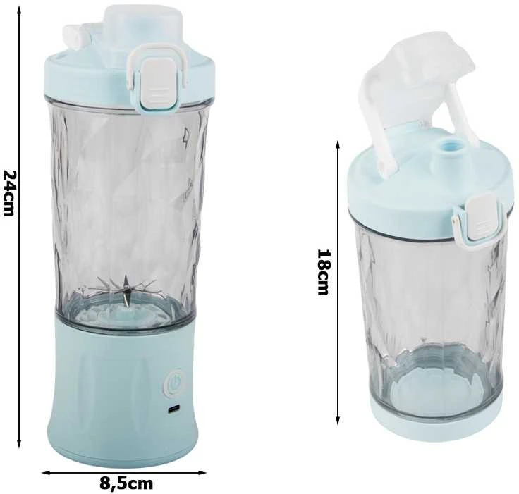 Plakiklis Nešiojamas USB trintuvas su 6 ašmenimis 600 ml
