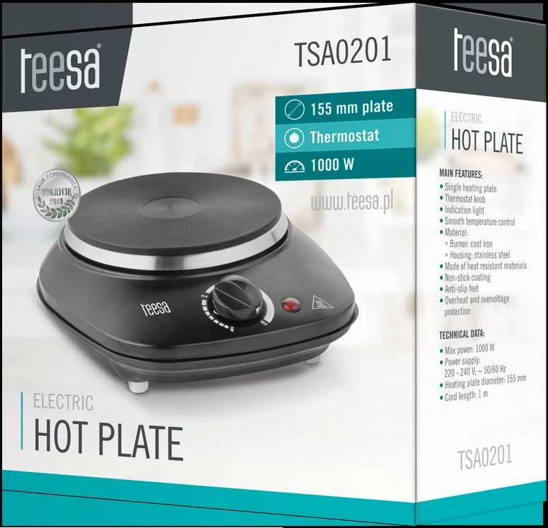 Kaitlentė Teesa TSA0201, 1000 W, juoda