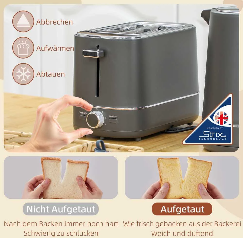 Skrudintuvas HOMCOM 1,7 l virdulio ir skrudintuvo rinkinys su 6 skrudinimo lygiais, pilkas