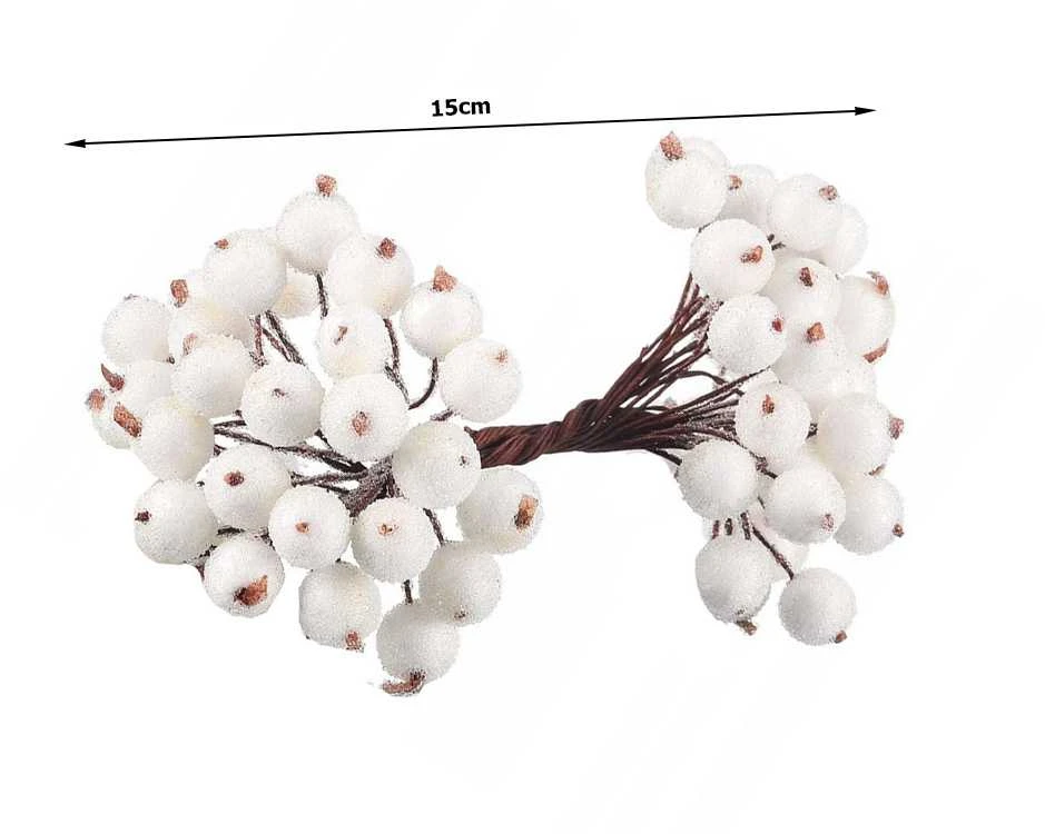 Kalėdinė balta šarma padengta dekoracija 15 cm, 5 vnt.